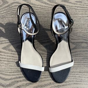Michael Michael Kors Strappy Leather  Black and White Heels